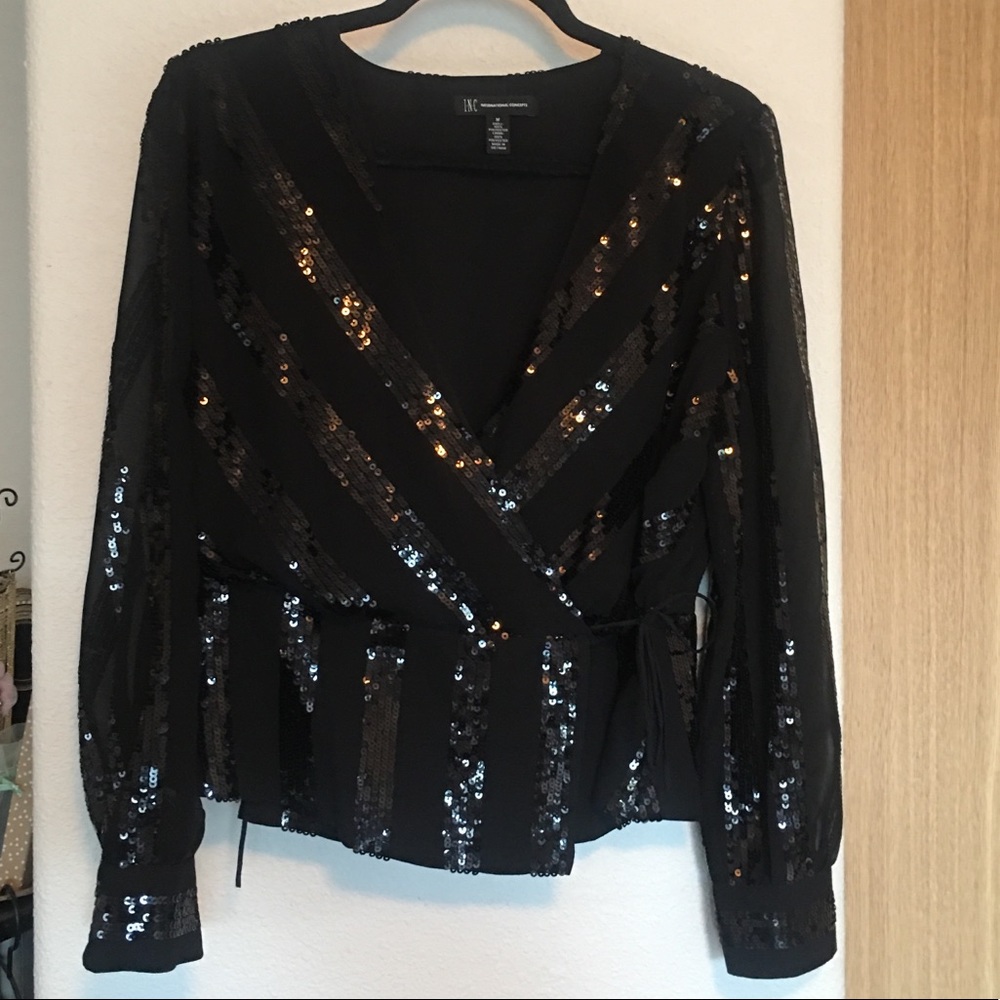 INC International Concept black sparky shirt sz M